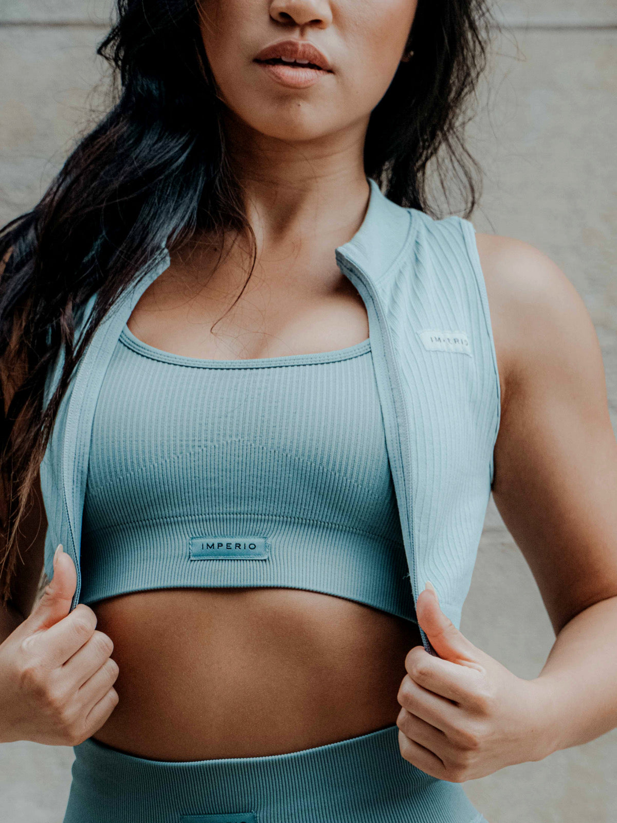 Sleeveless crop- Agave Blue